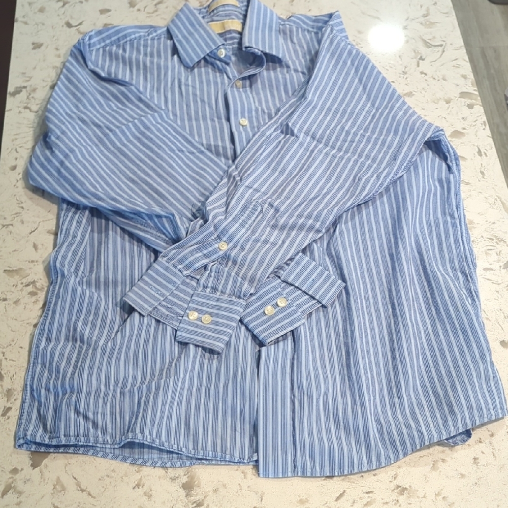MICHAEL Michael Kors Light Blue Striped Button Down Shirt